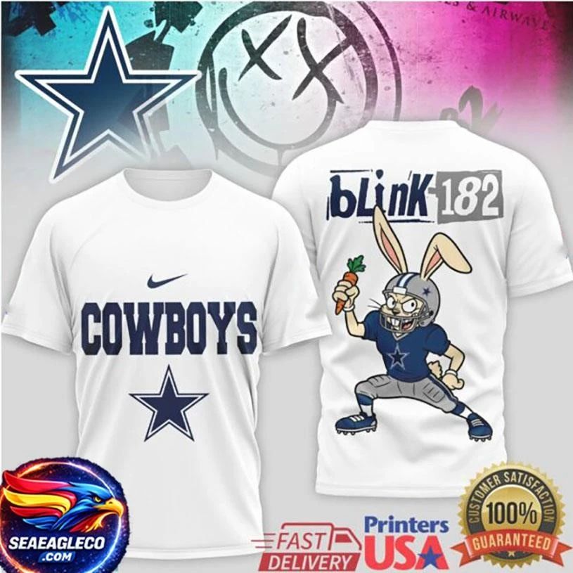 Blink 182 x Dallas Cowboys Bunny Logo Mashup Two Sided Shirt