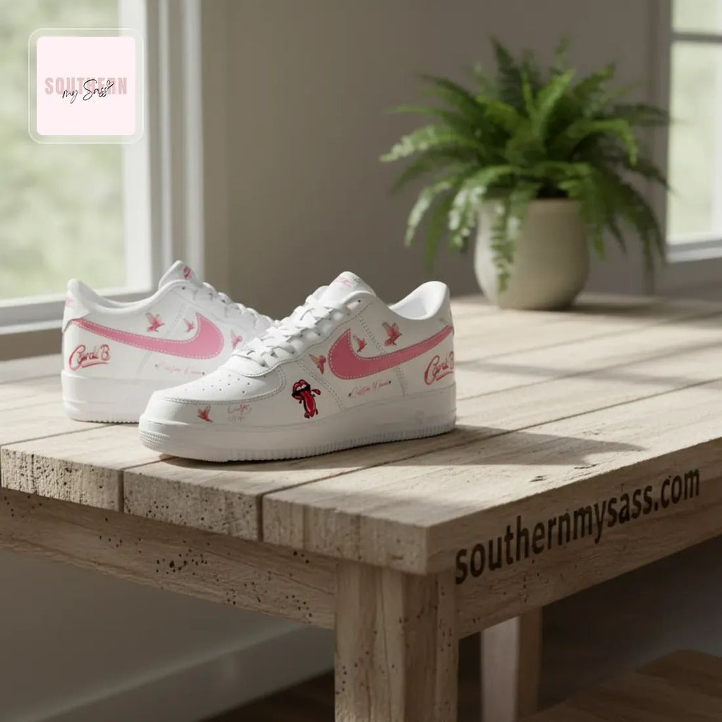 Cardi B Personalized Pink Air Force 1 Sneakers