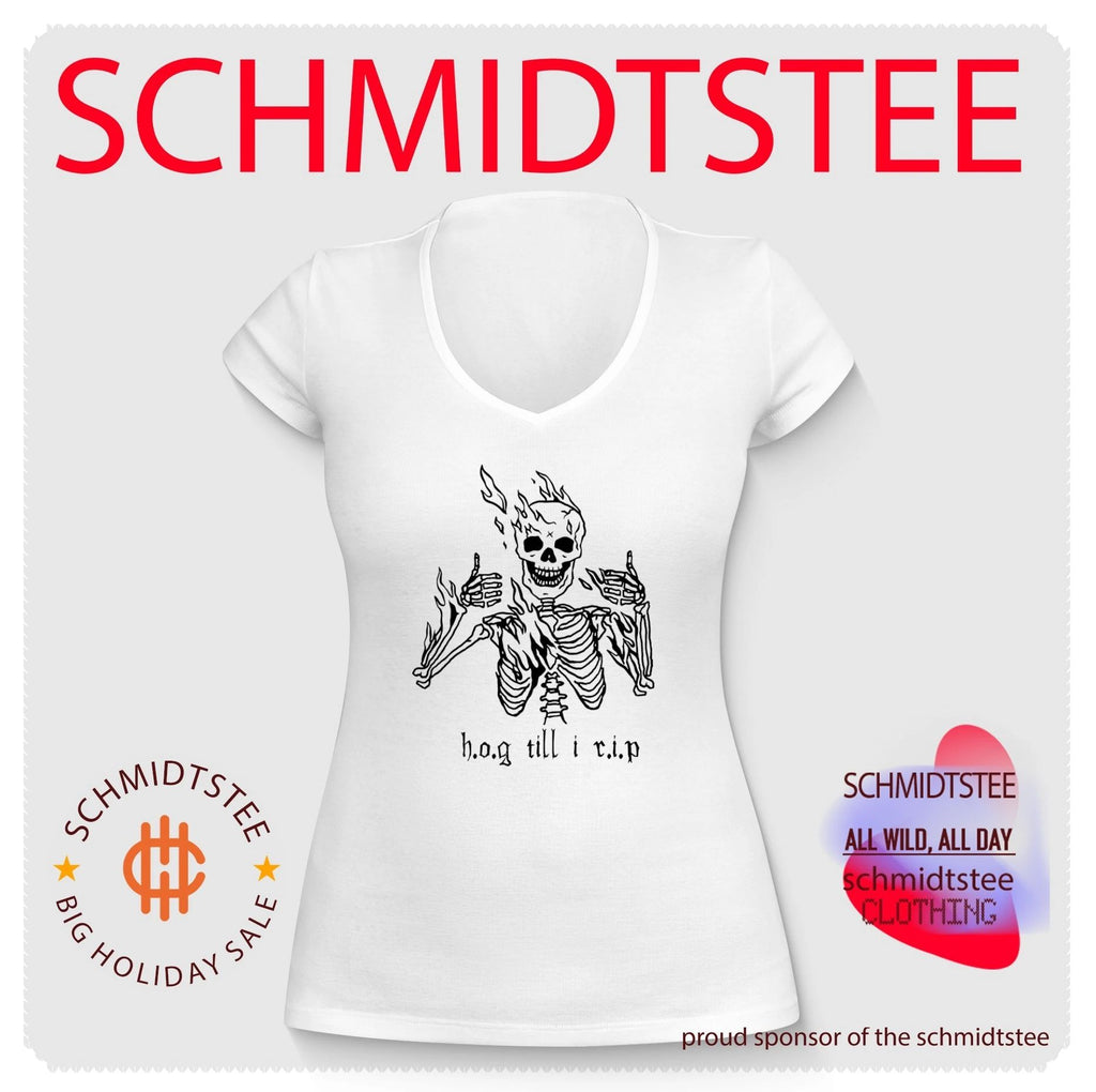 Hog Till I Rip Skeleton flaming skull paint shirt