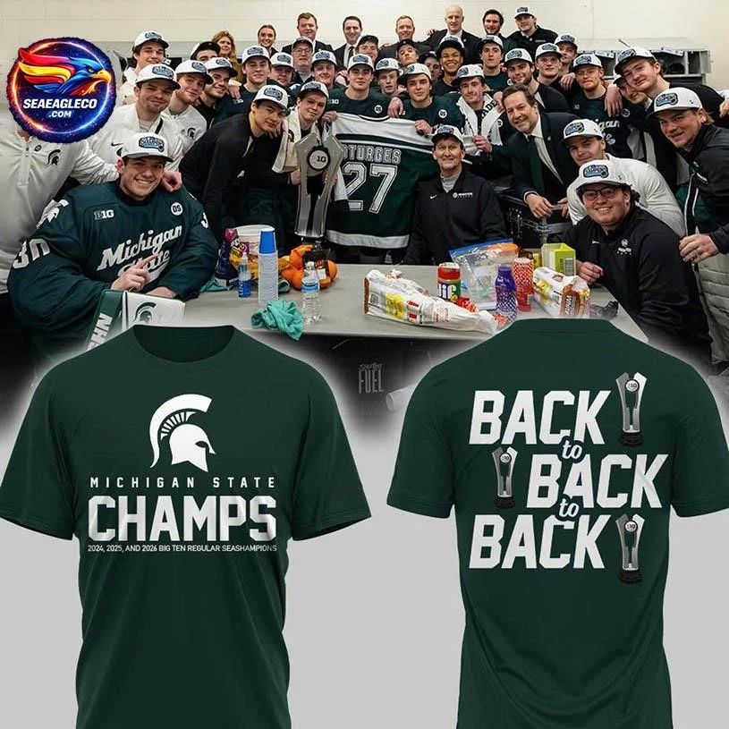 Michigan State Spartans Back-To-Back-To-Back Big Ten Champs 2026 Two Sided Shirt