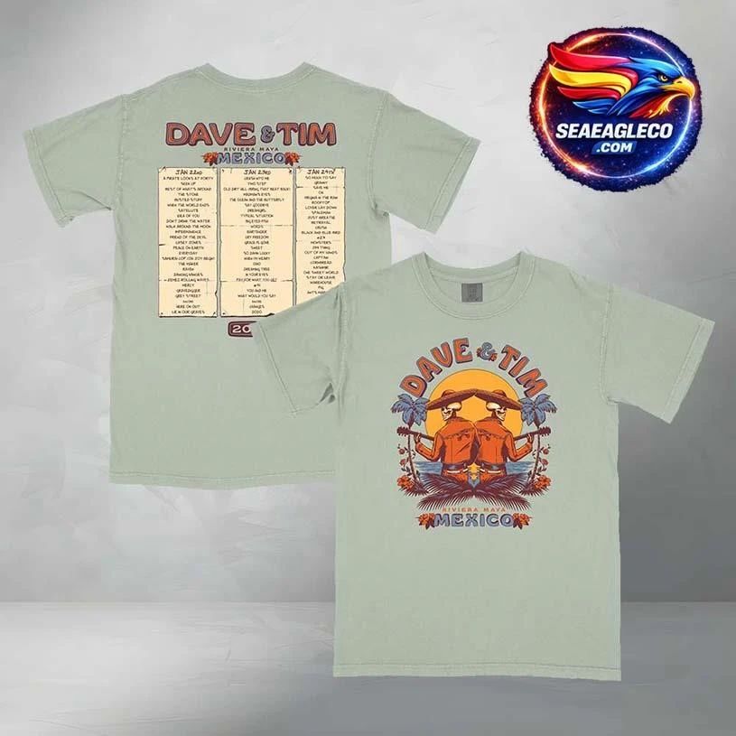 Dave Matthews Band Dave & Tim 2026 Mexico Setlist Two Sided Shirt