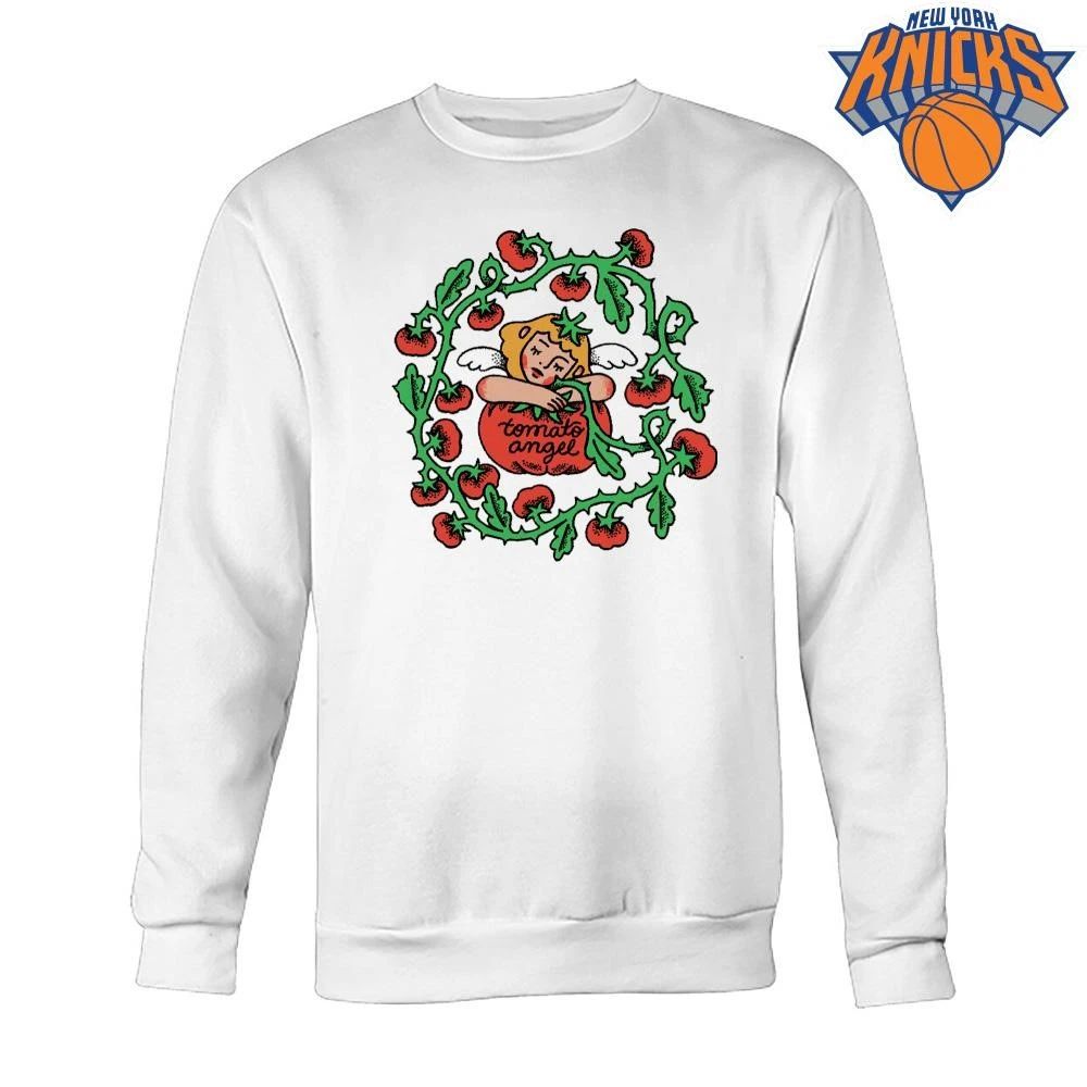 Tomato Angel Vintage Cute Flash Tattoo Style Fruit Illustration Sleeping Girl Aesthetic Shirt