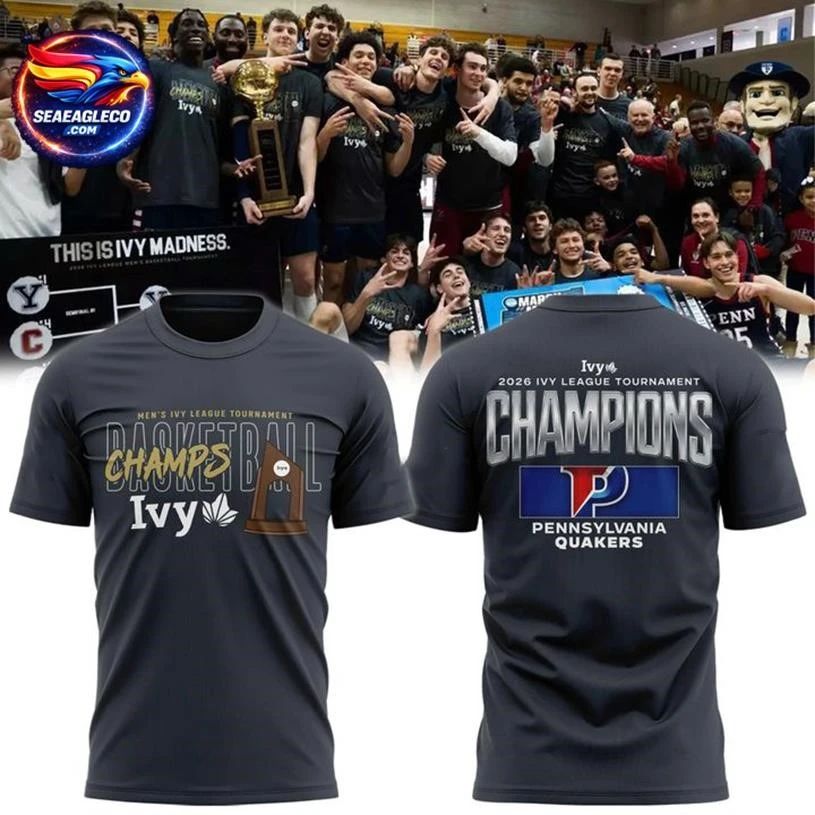 Pennsylvania Quakers Blue 84 Unisex 2026 Ivy League Basketball Tournament Champions 2026 Two Sided Shirt