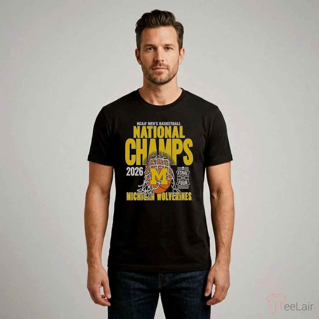 Michigan Wolverines Men’S Basketball National Champions Cut Net Navy T-Shirt