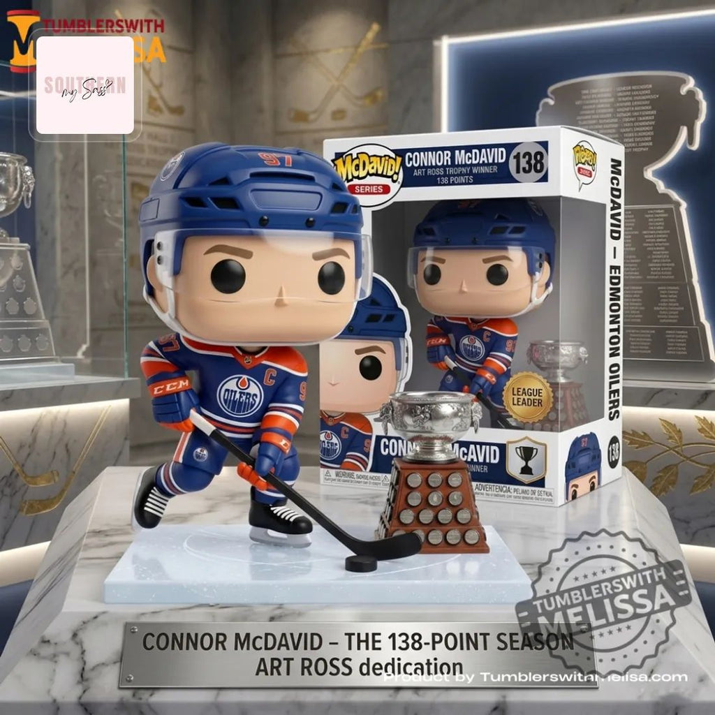 Connor McDavid Edmonton Oilers Art Ross Trophy Winner 138-Point Season Funko Pop Figure Doll