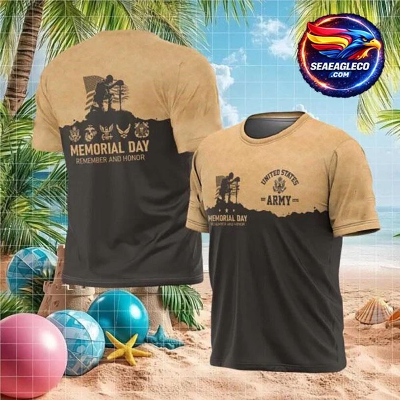 Custom Army Memorial Day Remember and Honor Fallen Soldier Two Sided Shirt