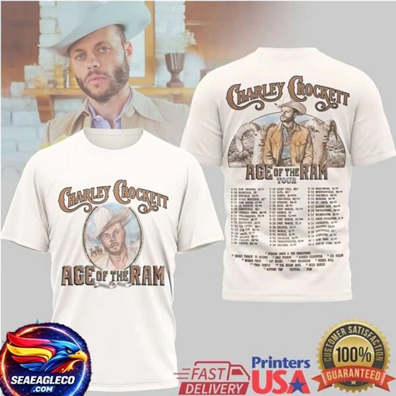 Charley Crockett Age Of The Ram Tour 2026 T Shirt Country Music Concert Two Sided Shirt