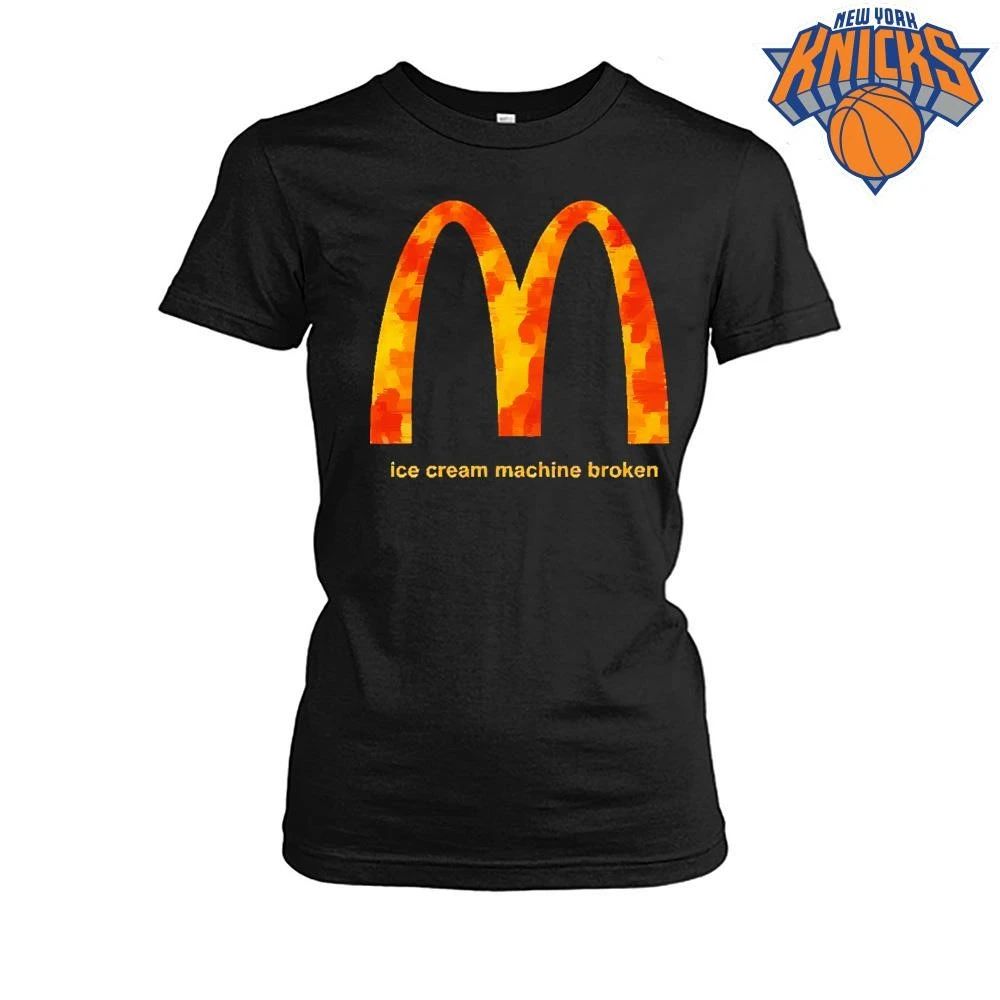 McDonalds Fire Ice Cream Machine Broken Meme Parody Distressed Graphic shirt