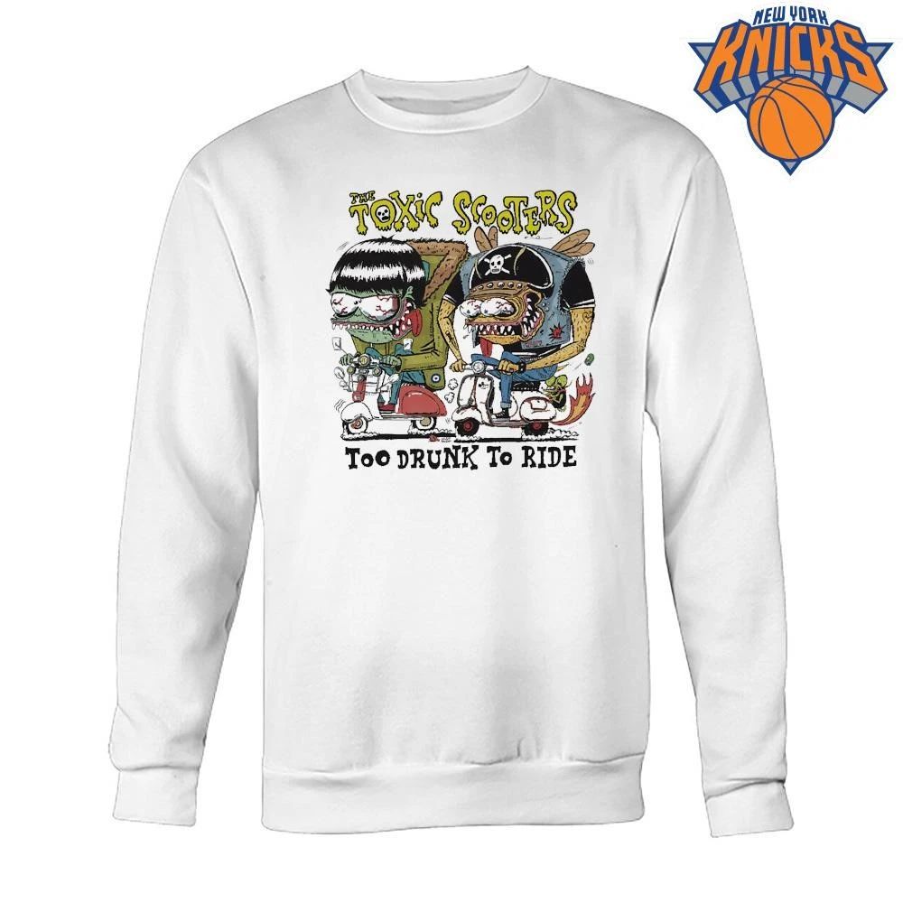 The Toxic Scooters Too Drunk To Ride Retro Monster Cartoon Biker Shirt