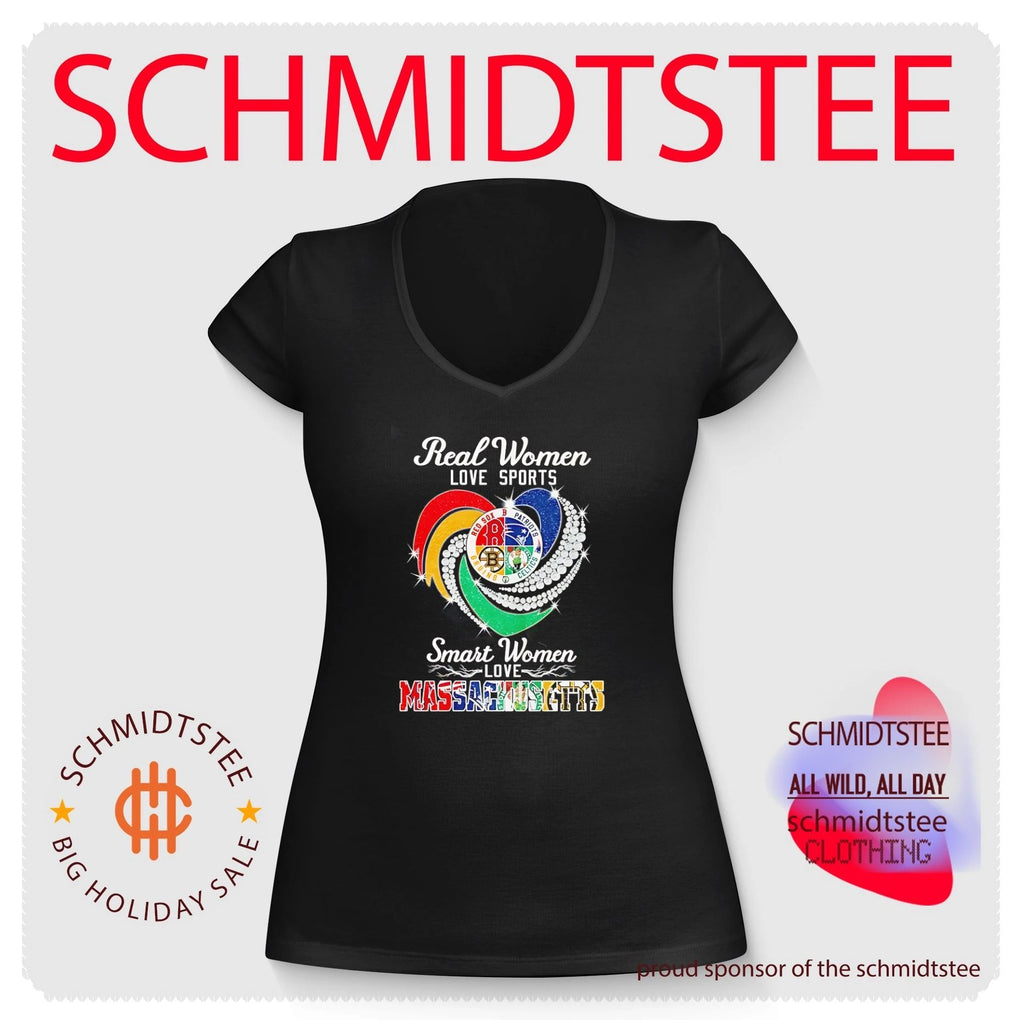 Real women love sports smart women love Massachusetts Boston sports team logos shirt