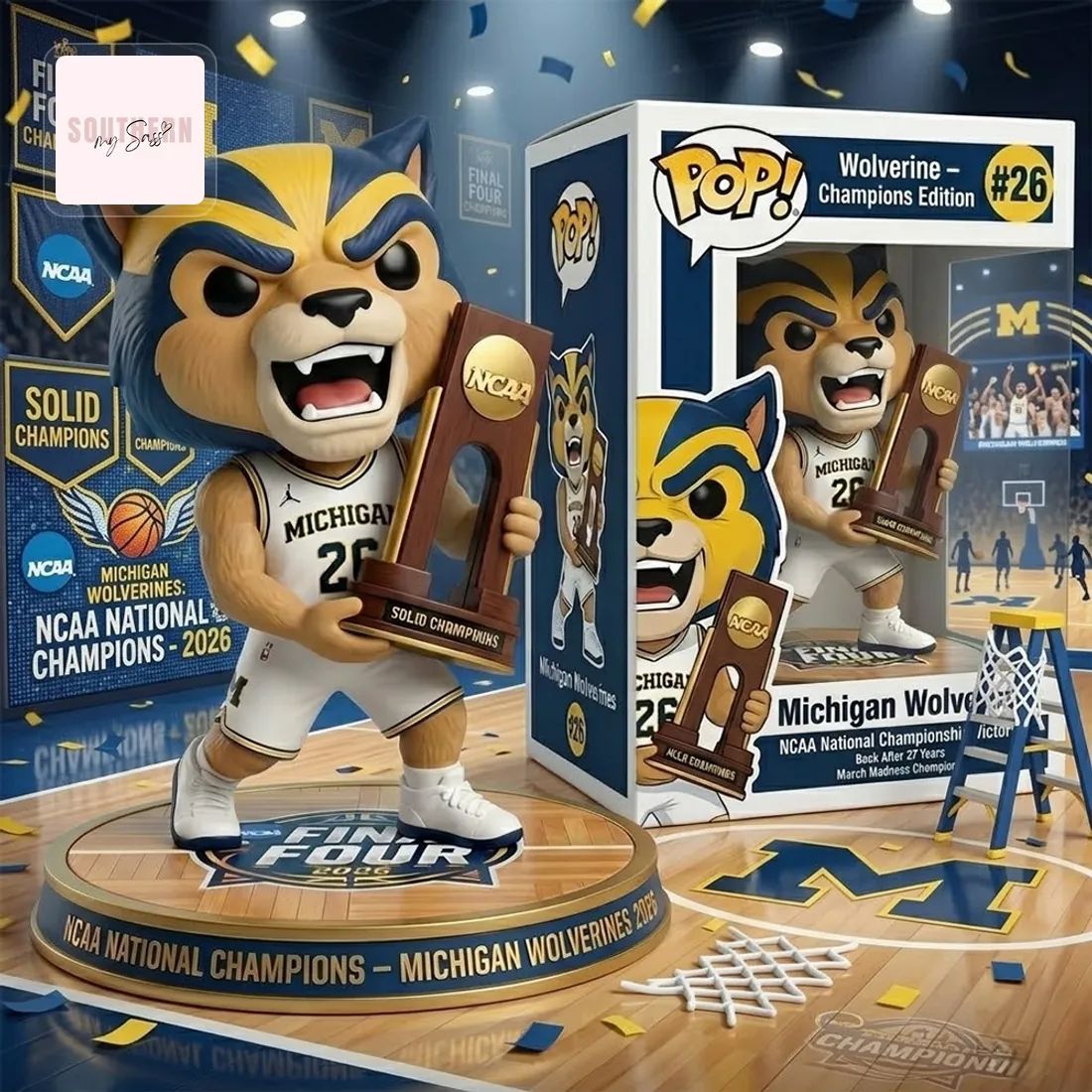 Michigan Wolverines 2026 NCAA National Champions Pop Figure Doll
