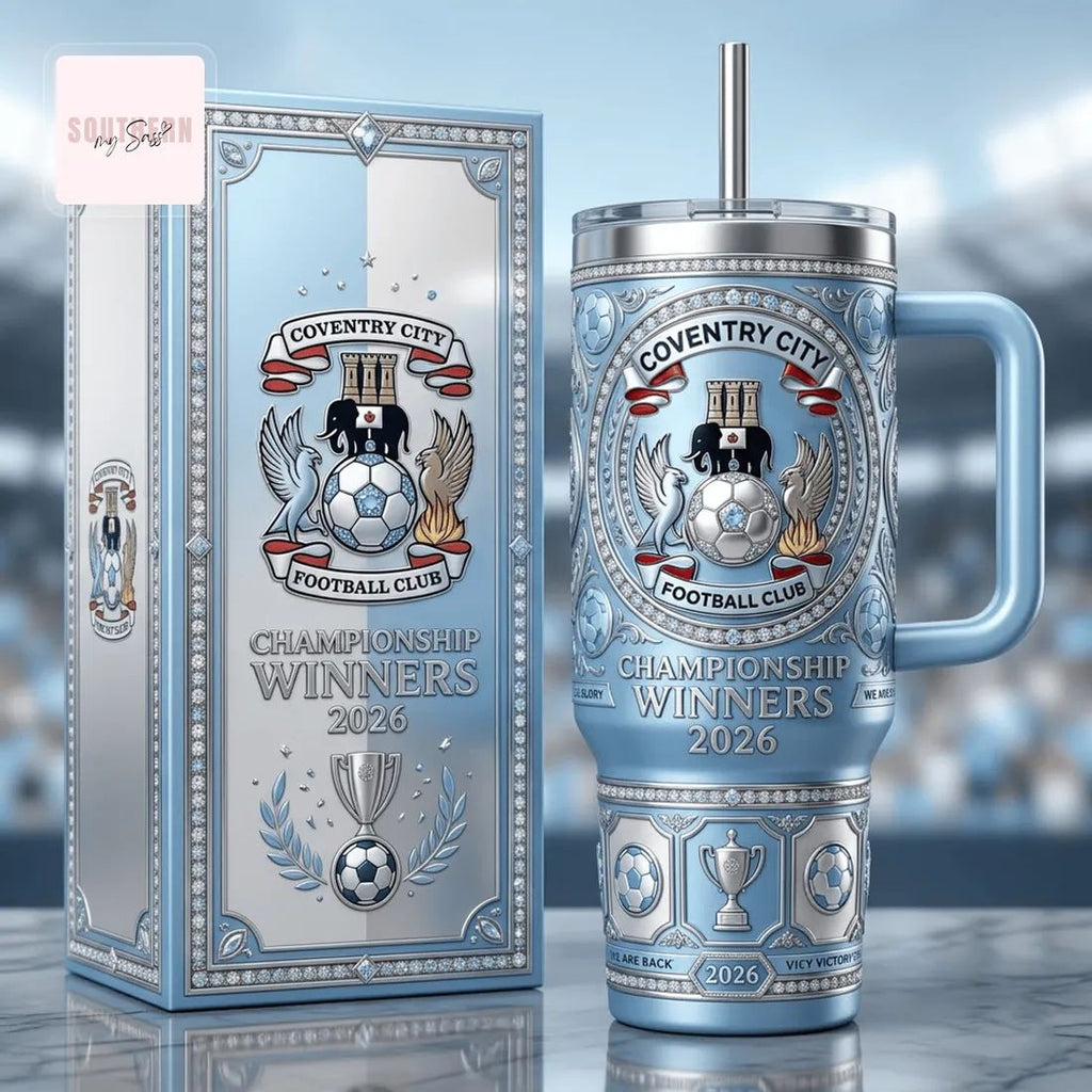 Coventry City FC Championship Winners 2026 Premium 40oz Tumbler with Handle