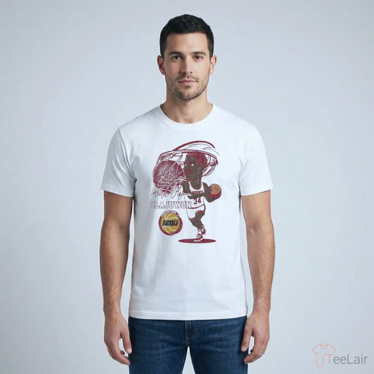 Houston Rockets Hardwood Classics Hakeem Olajuwon Caricature Shirt