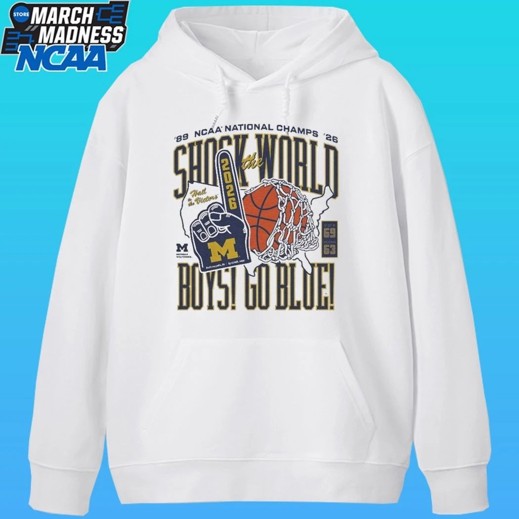 Michigan Wolverines Men’s Basketball Shock The World Boys Go Blue Two-Time Ncaa National Champs 1989-2026 Shirt