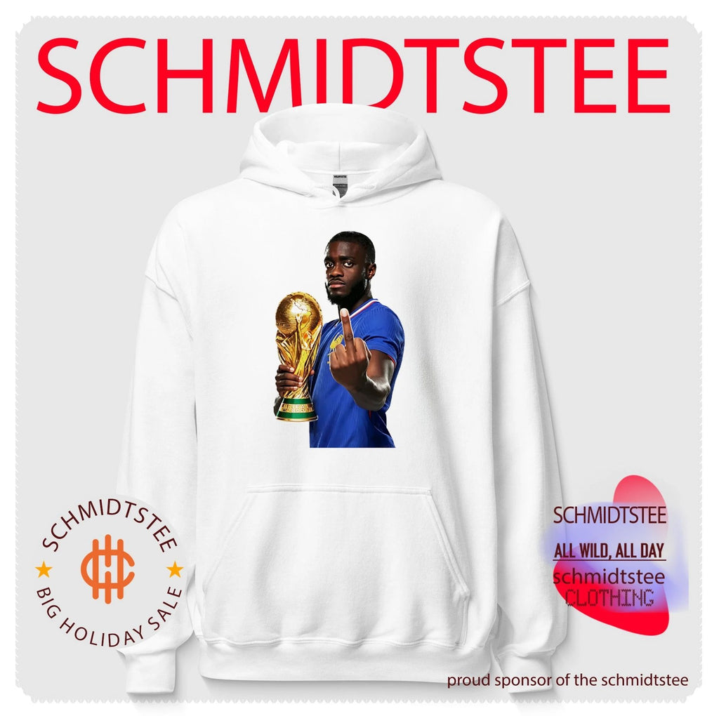 Dayot Upamecano France National Football Team World Cup trophy and middle finger shirt