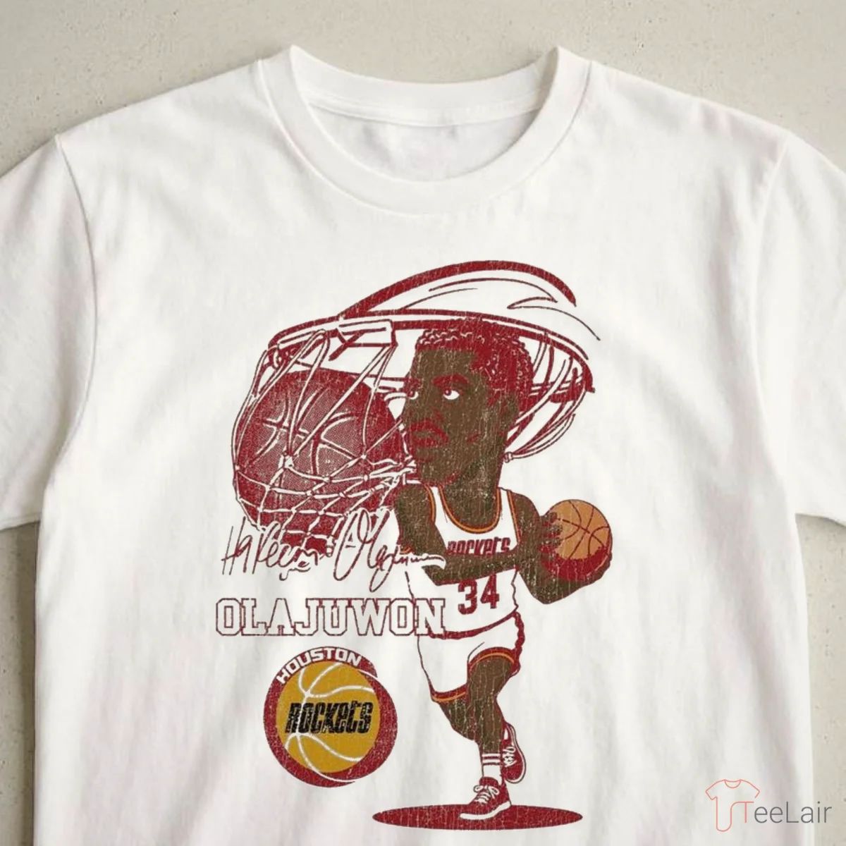 Houston Rockets Hardwood Classics Hakeem Olajuwon Caricature Shirt