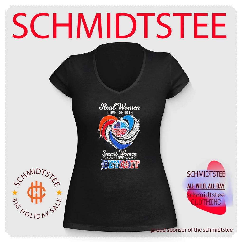 Real women love sports smart women love Detroit sports team logos shirt