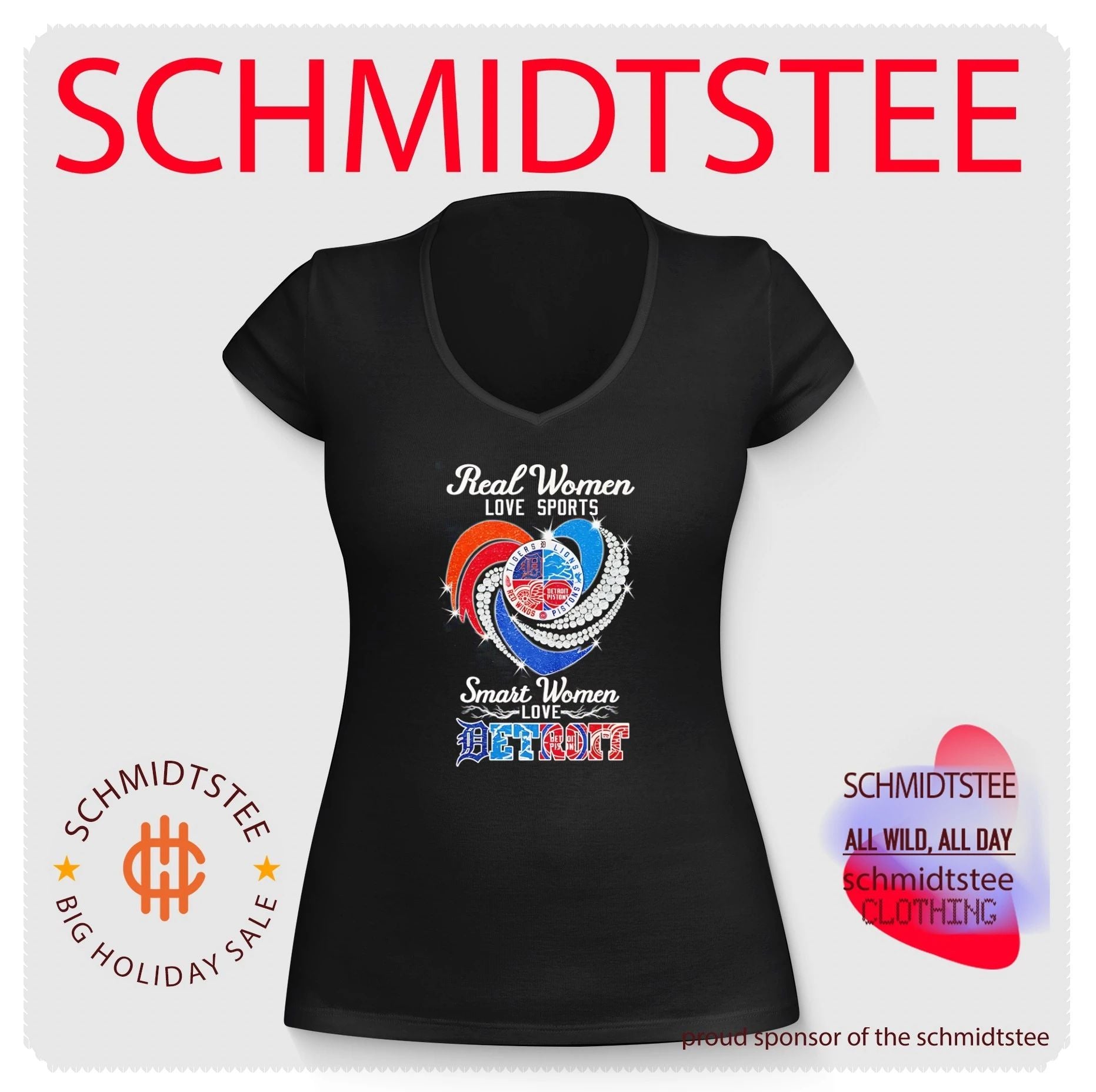 Real women love sports smart women love Detroit sports team logos shirt