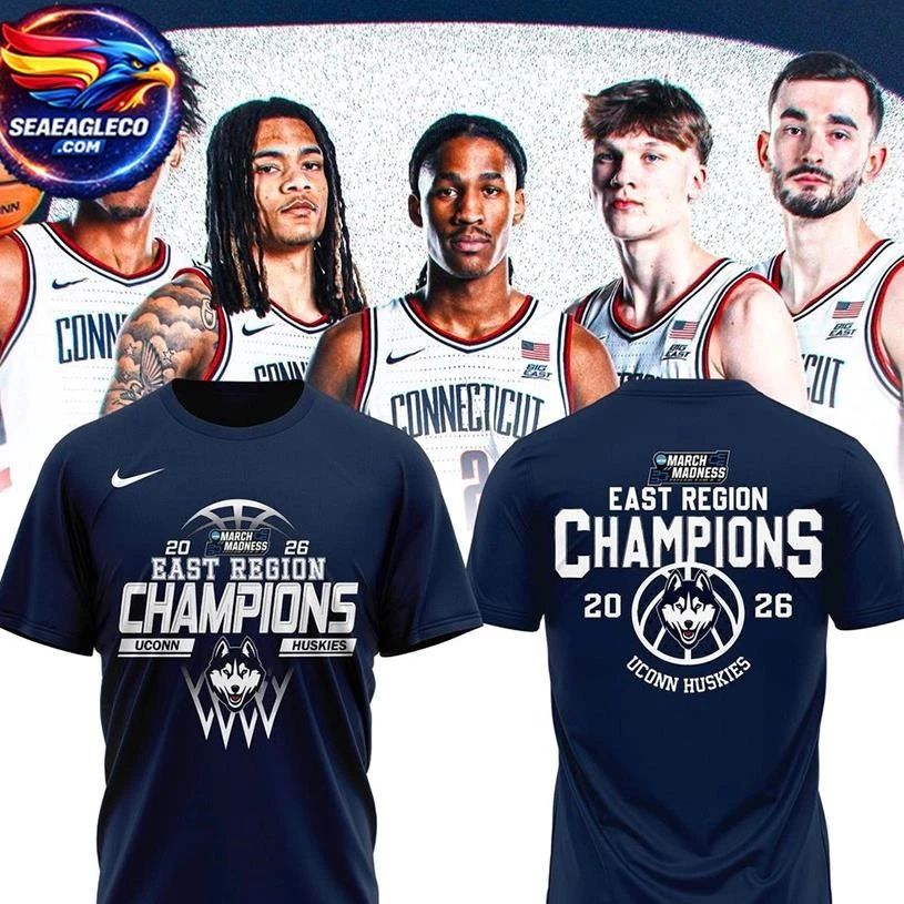 UConn Huskies East Region Champions 2026 Two Sided Shirt