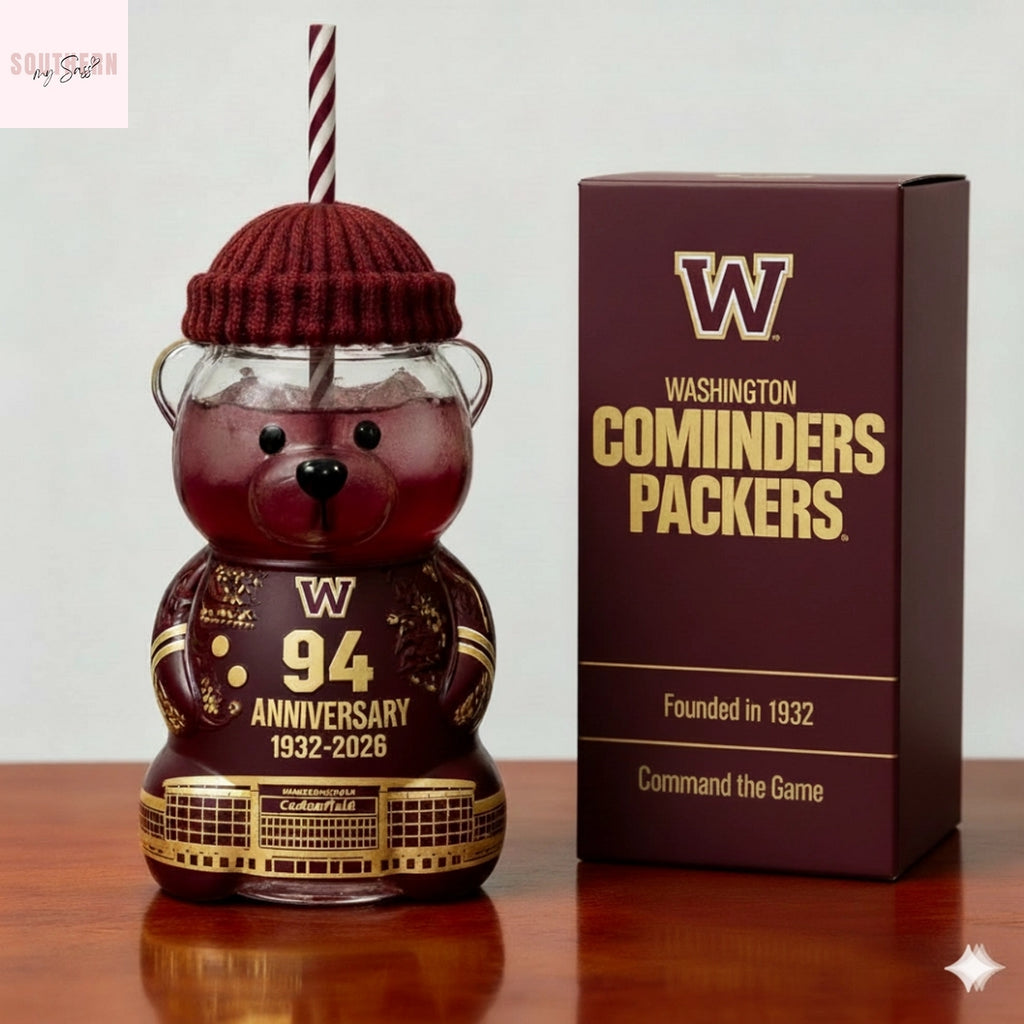 Washington Commanders 94th Anniversary Bear Glass Cup