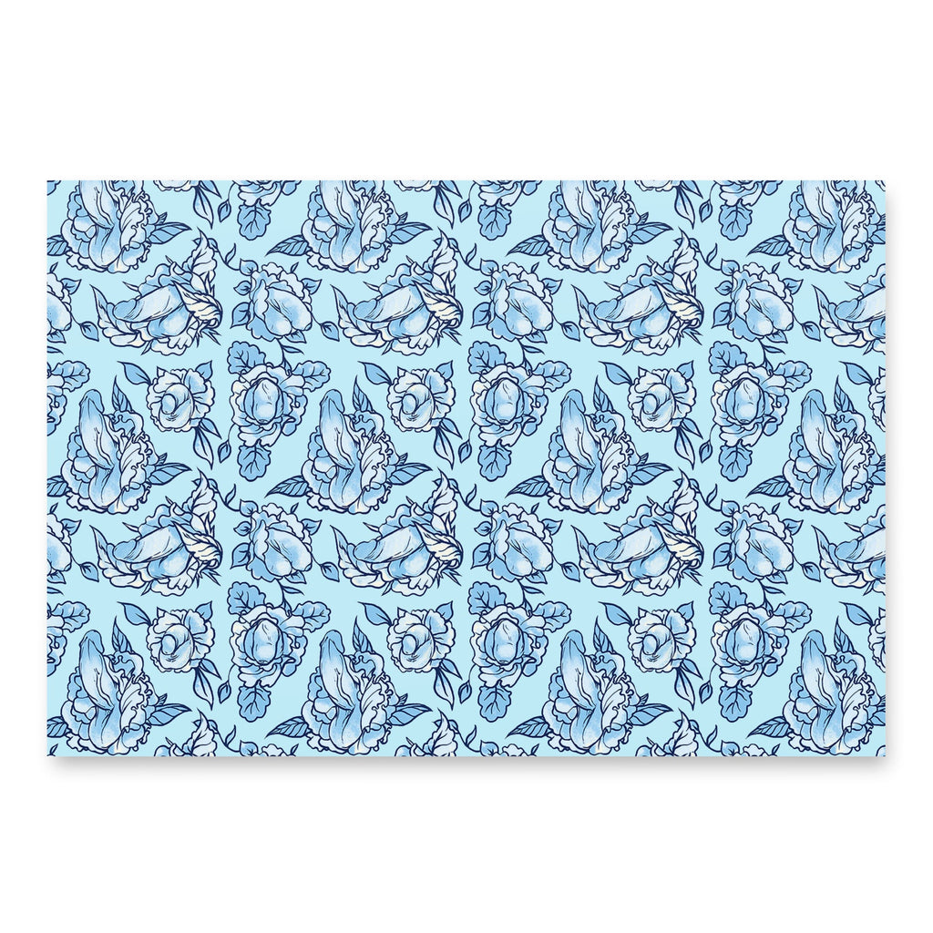 Floral Penis Blue Wrapping Paper Sheets