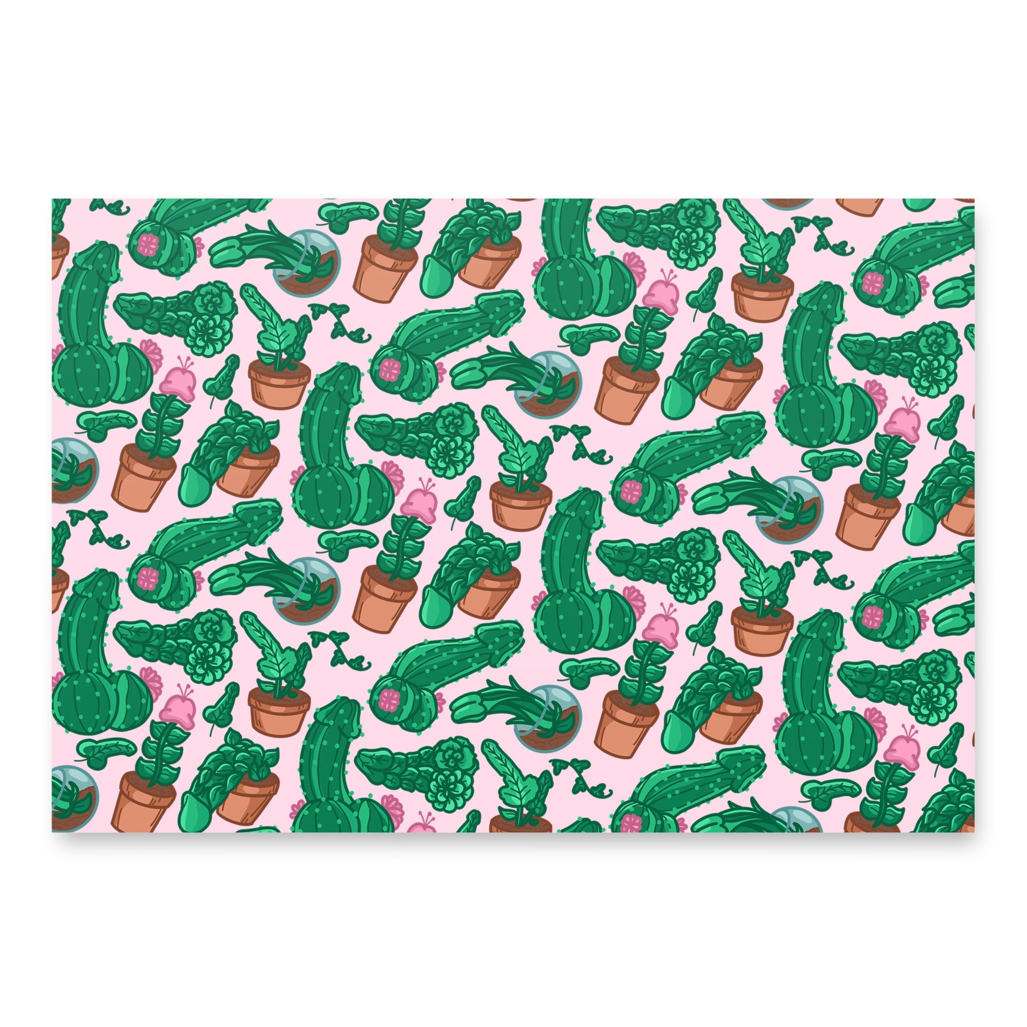 Penis Plants Pattern Wrapping Paper Sheets